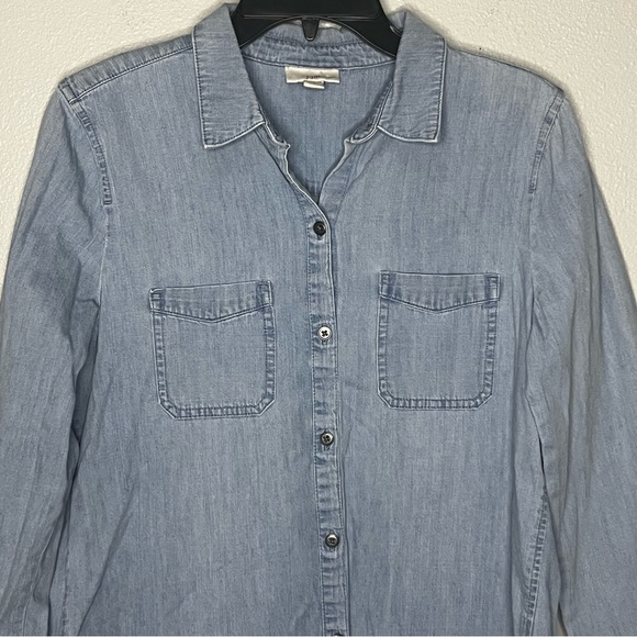 J Jill Denim Chambray Long Sleeve Shirt Button Women Small Blue Casual Career - Picture 2 of 7